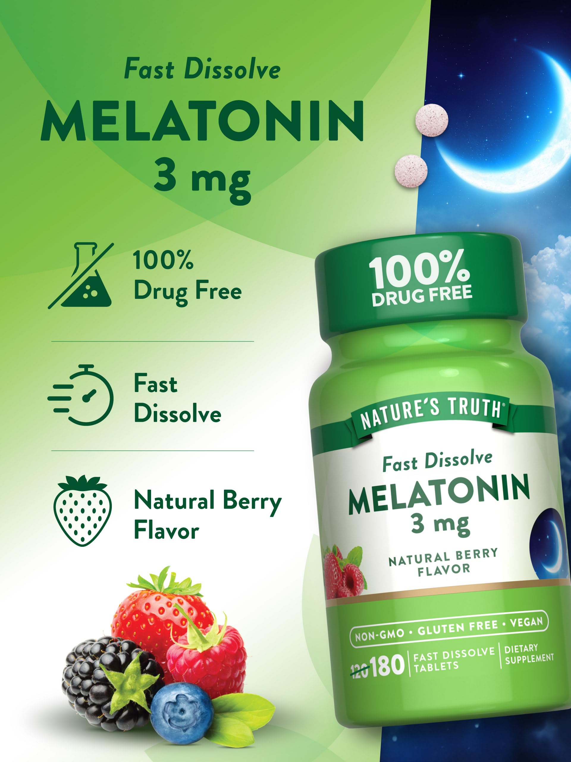 Nature's Truth etiqueta con ingredientes y exclusiones claras