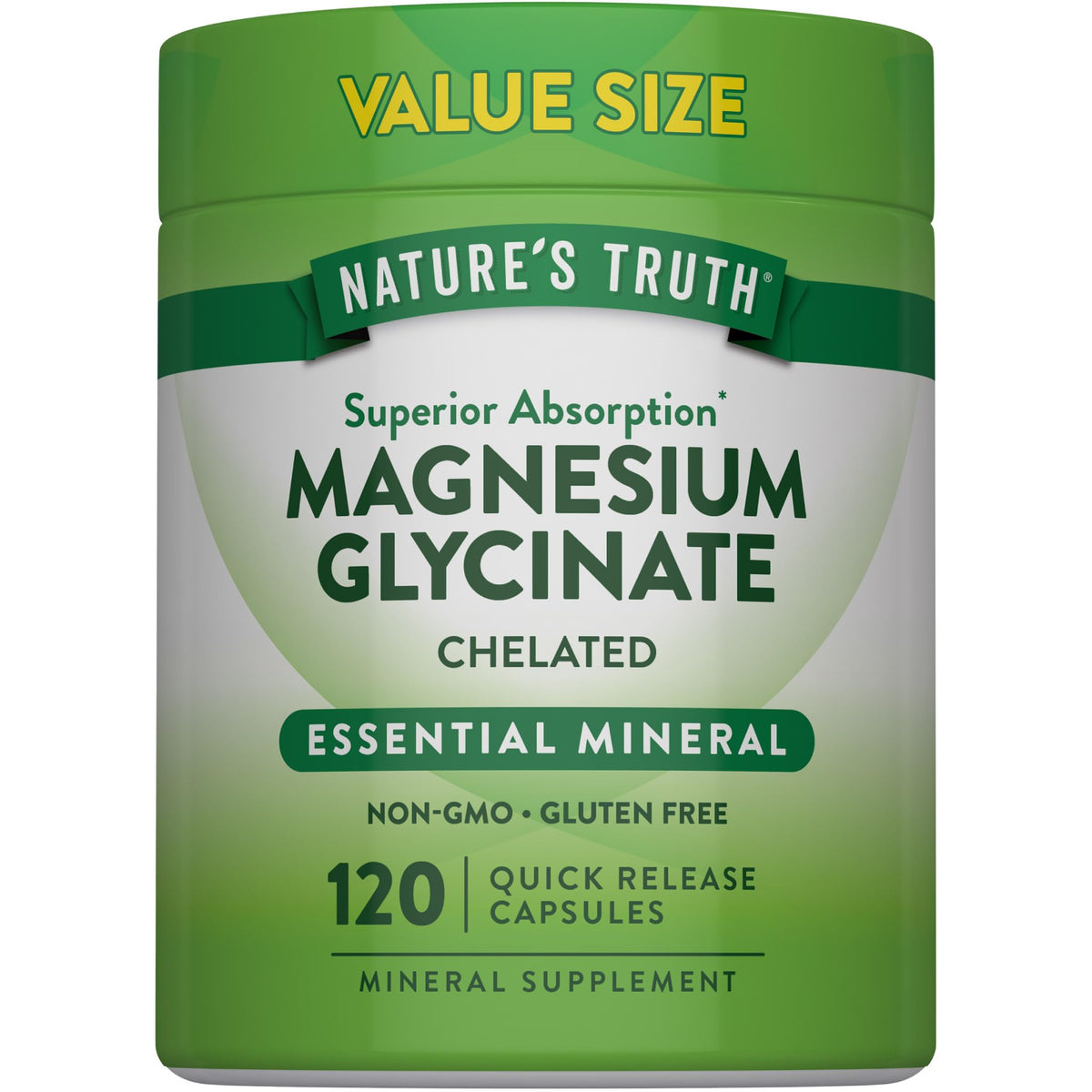 Nature's Truth frasco frontal mostrando 120 cápsulas y etiqueta clara