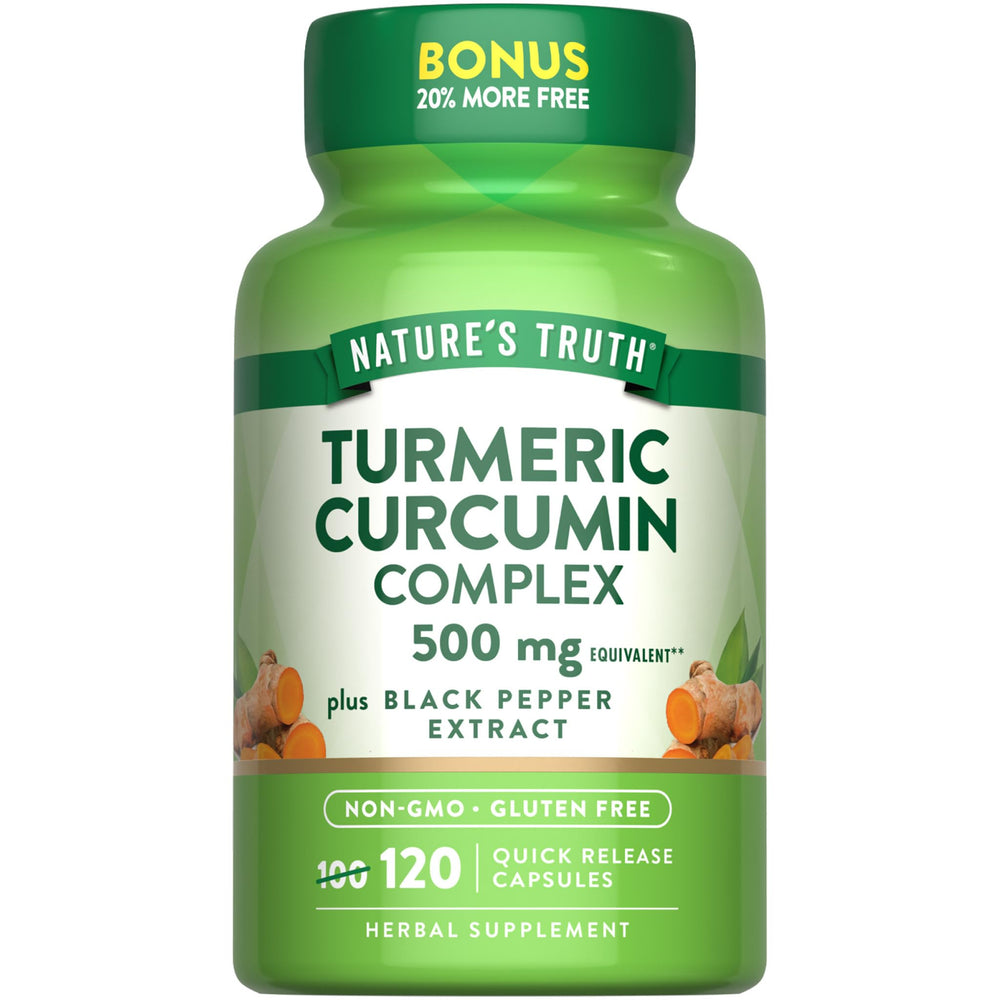 Nature's Truth frasco frontal mostrando la etiqueta y beneficios