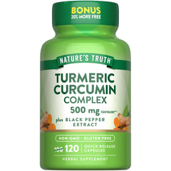 Nature's Truth frasco frontal mostrando la etiqueta y beneficios