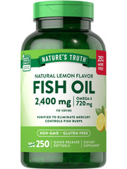 Nature's Truth frente del empaque mostrando 250 softgels y beneficios clave