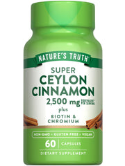 Nature's Truth envase frontal de canela Ceilán mostrando diseño claro y beneficios