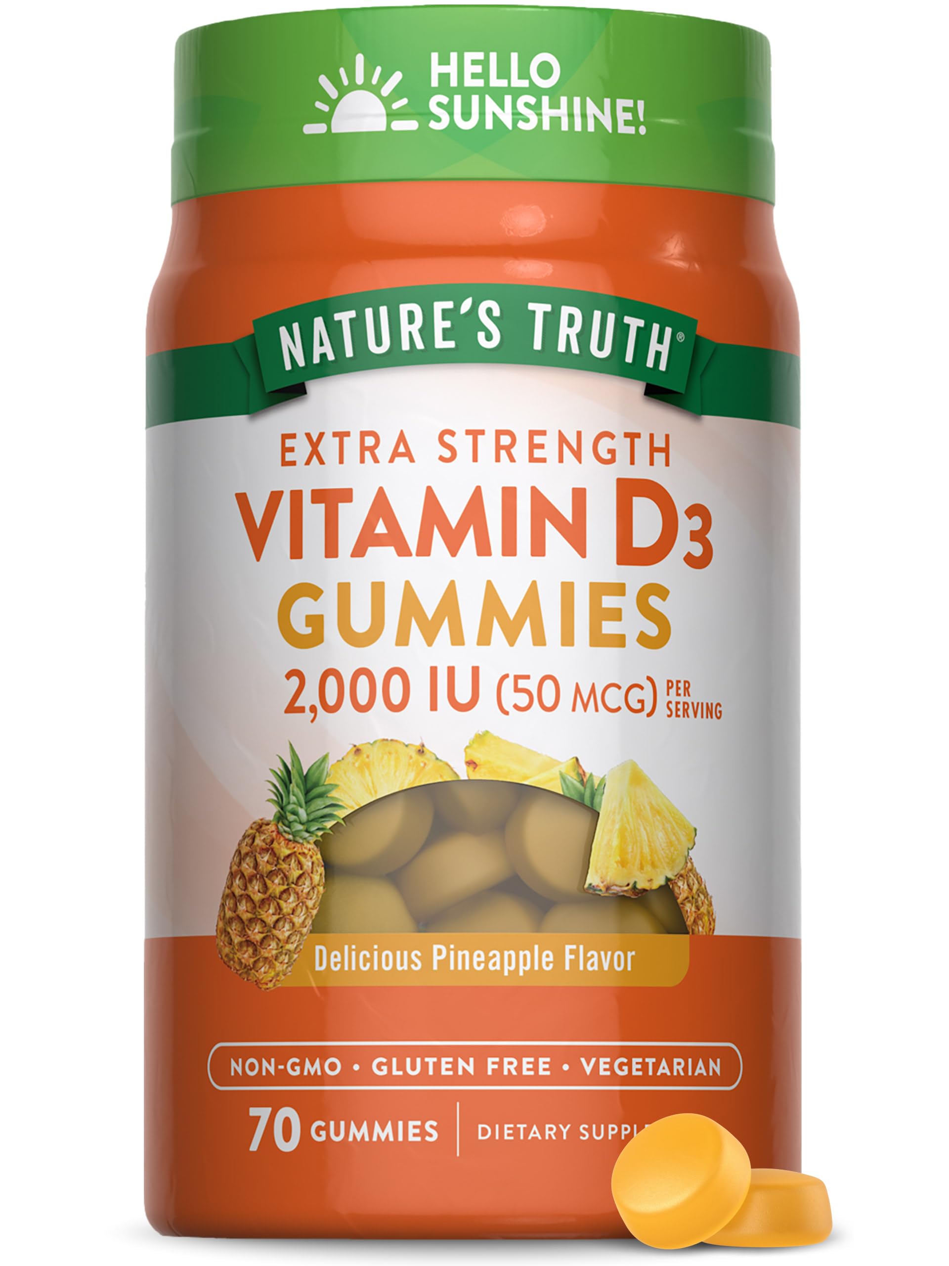 Nature's Truth frente del envase mostrando 70 gominolas y beneficios claros