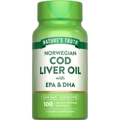 Nature's Truth frente del envase mostrando 100 softgels y beneficios claros