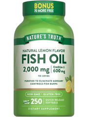 Nature's Truth frente del envase mostrando 250 cápsulas y beneficios