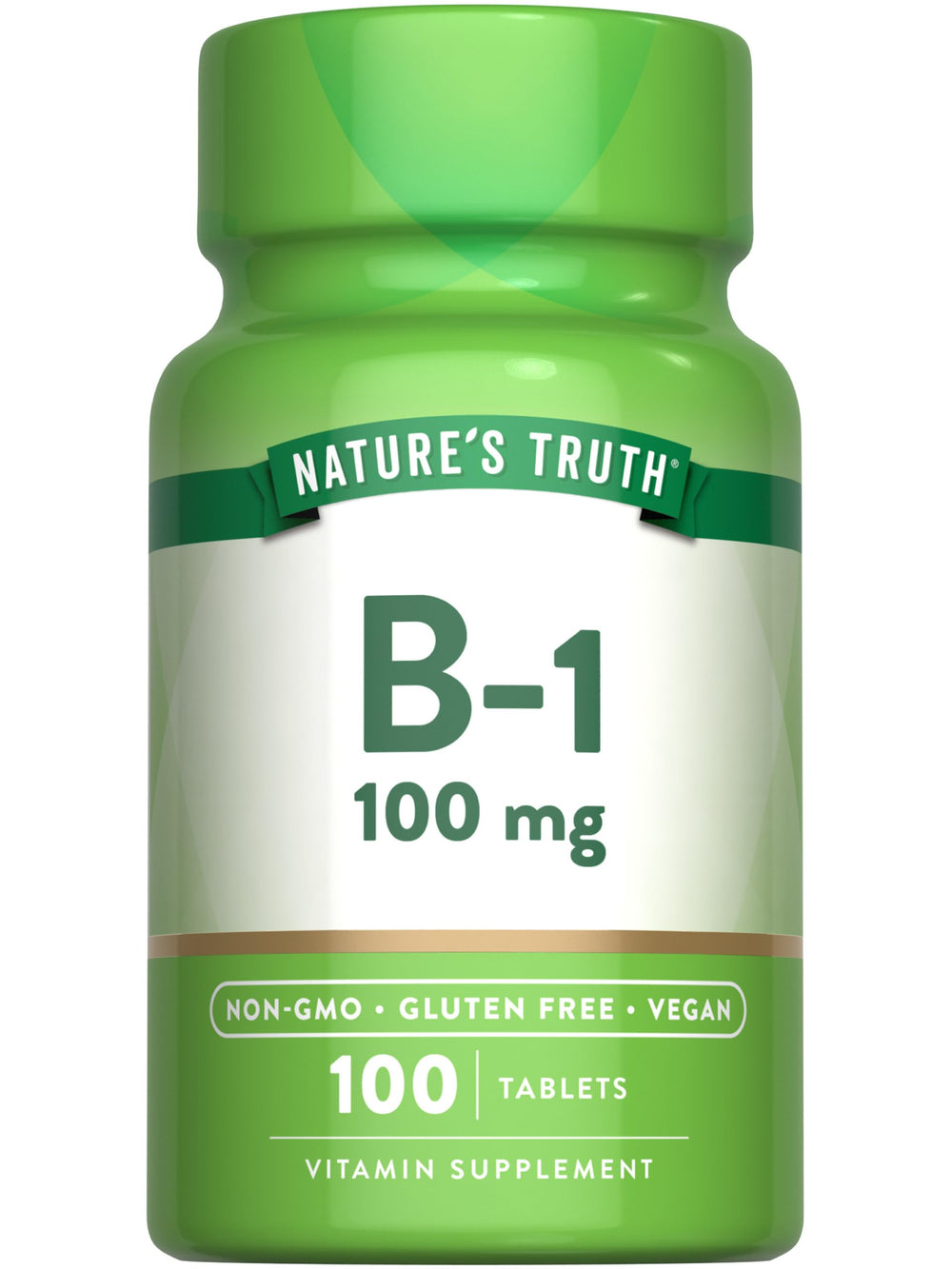 Nature's Truth frasco frontal mostrando etiqueta clara y beneficio de transparencia