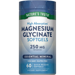 Nature's Truth envase frontal de Magnesium Glycinate que muestra la presentación y beneficio