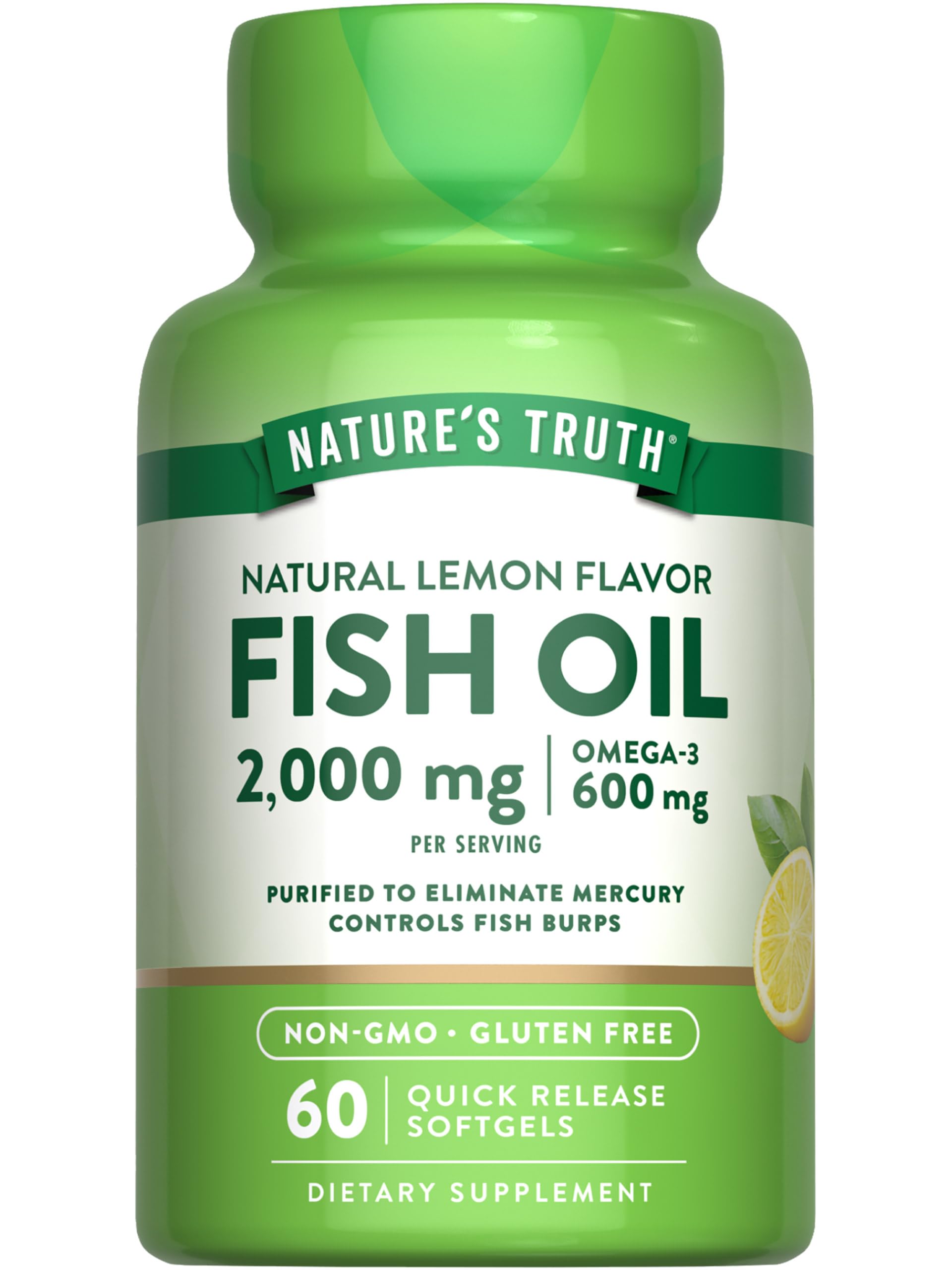 Nature's Truth envase frontal del suplemento con diseño claro y beneficios