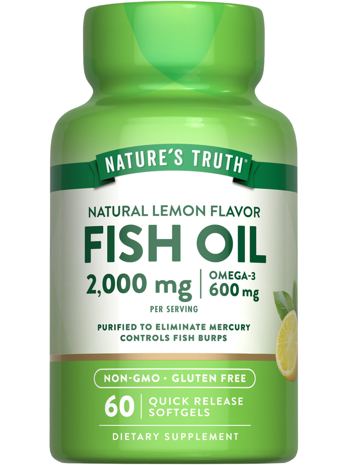 Nature's Truth envase frontal del suplemento con diseño claro y beneficios