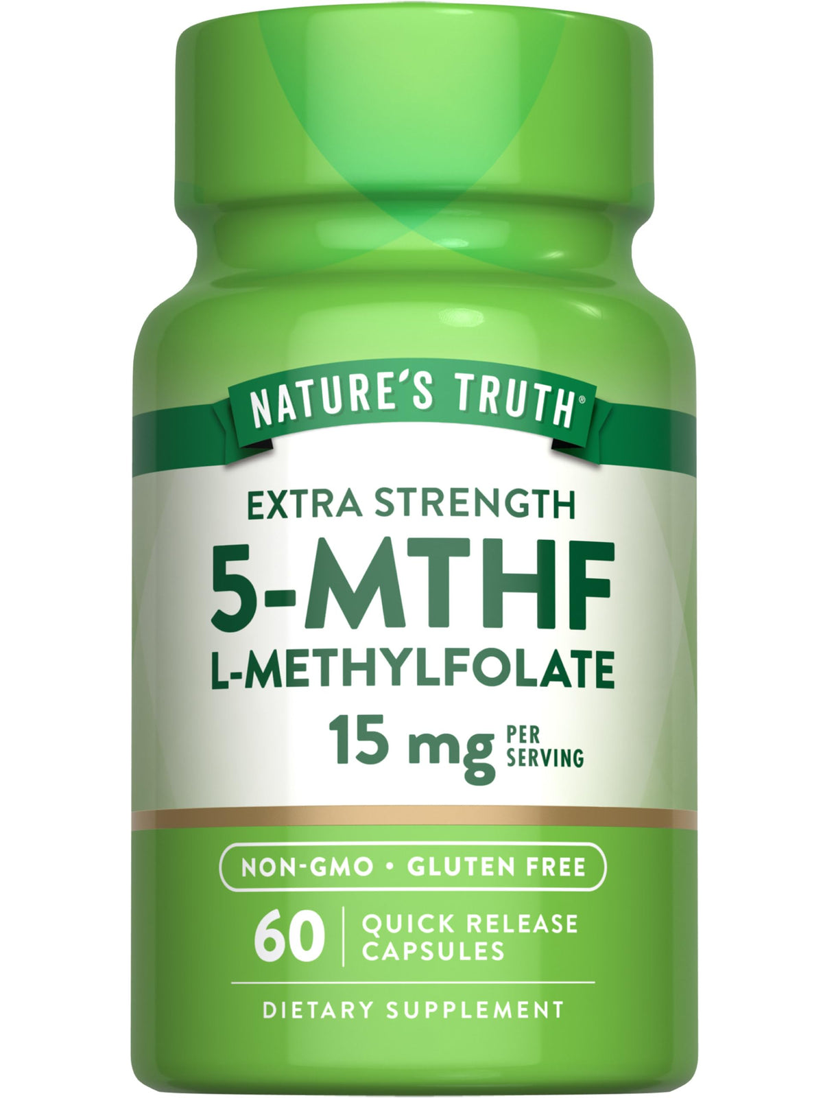 Nature's Truth frontal del envase mostrando nombre y potencia, claridad informativa