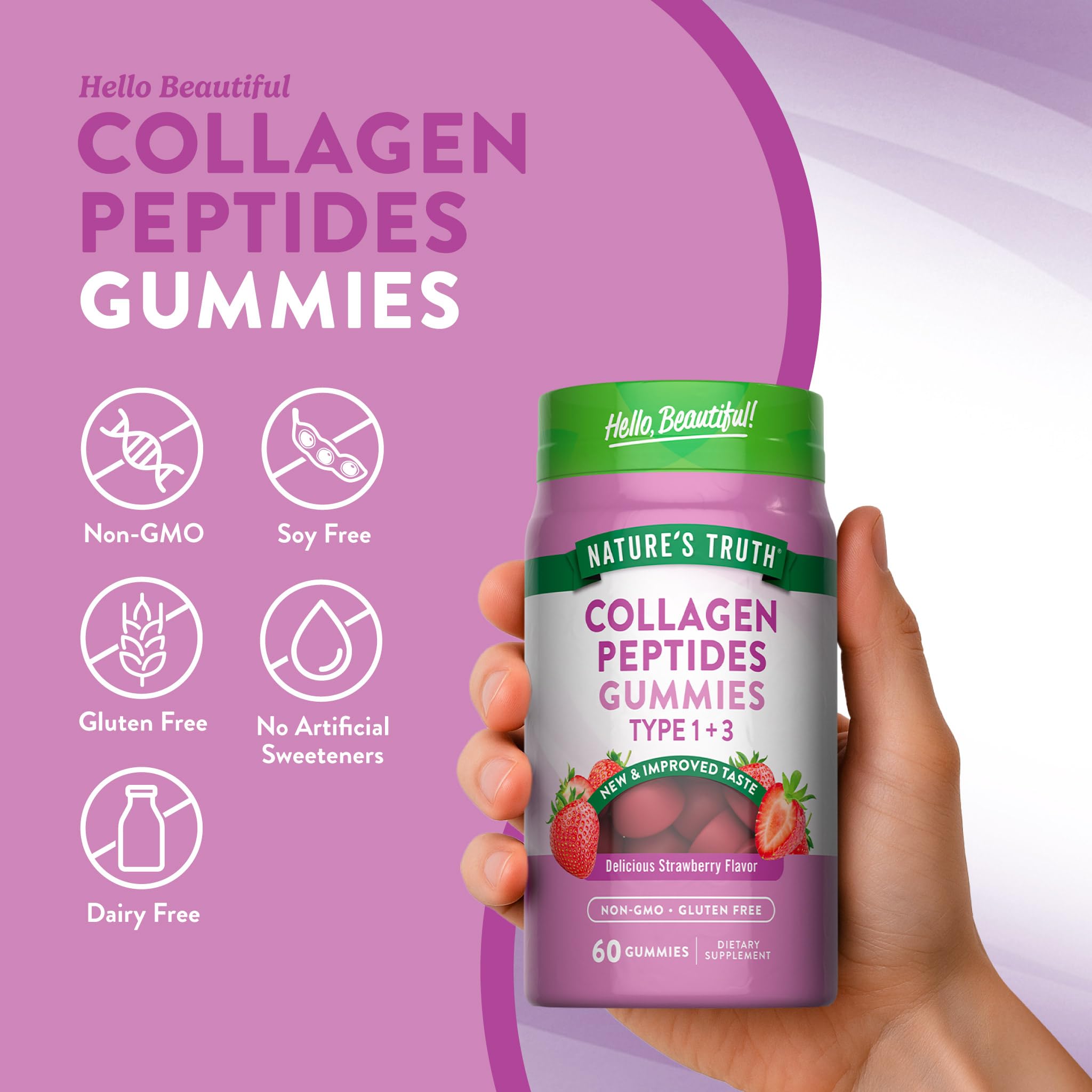 Nature's Truth primer plano de una gomita mostrando textura masticable y apetecible