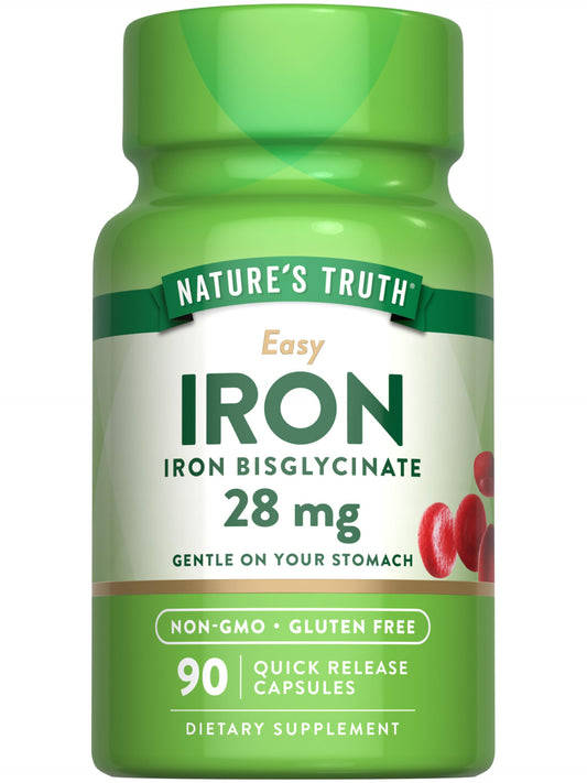 Nature's Truth frasco frontal mostrando 90 cápsulas y beneficio de aporte diario