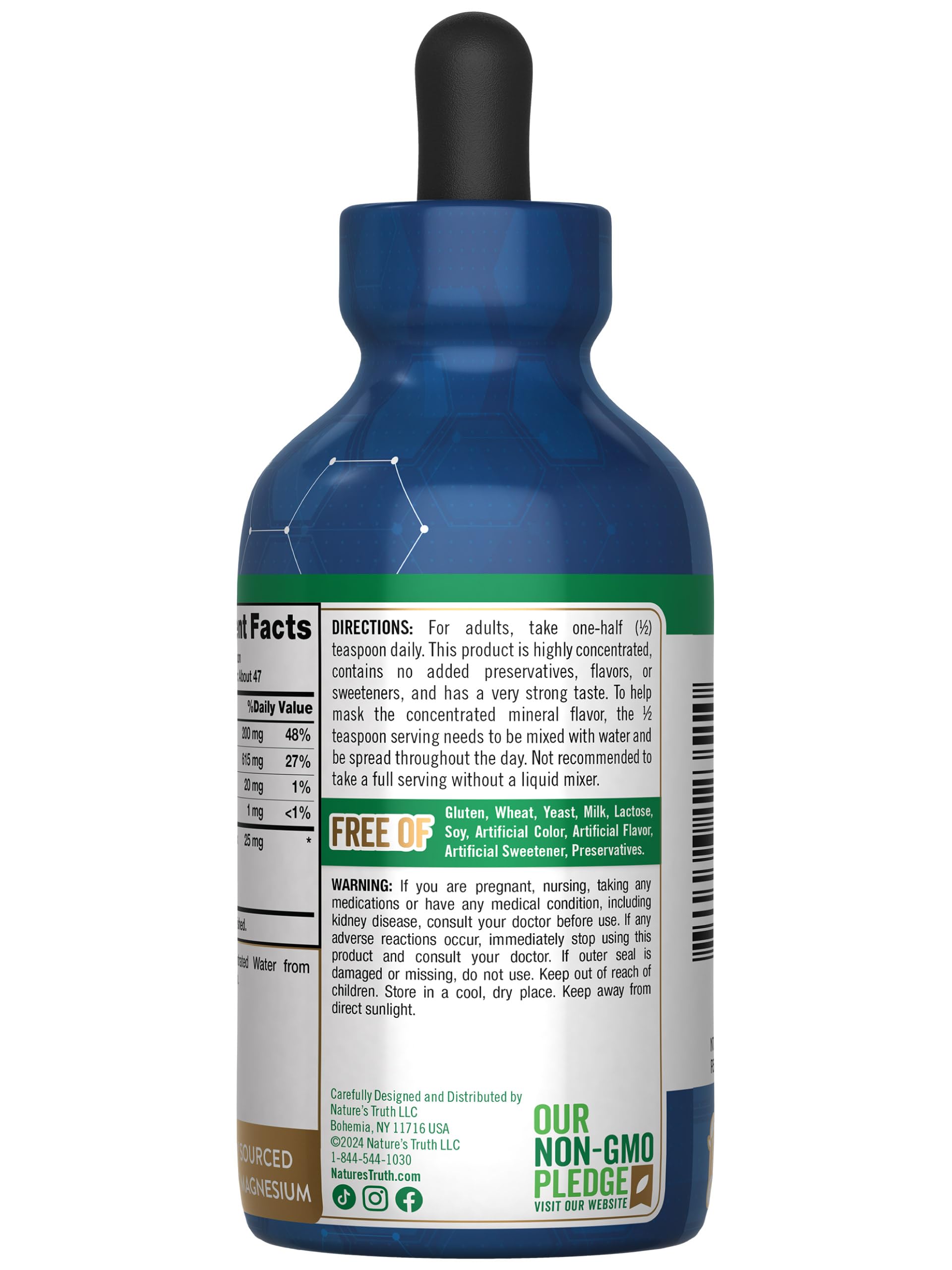 Nature's Truth empaque con sellos y certificaciones visibles y claras