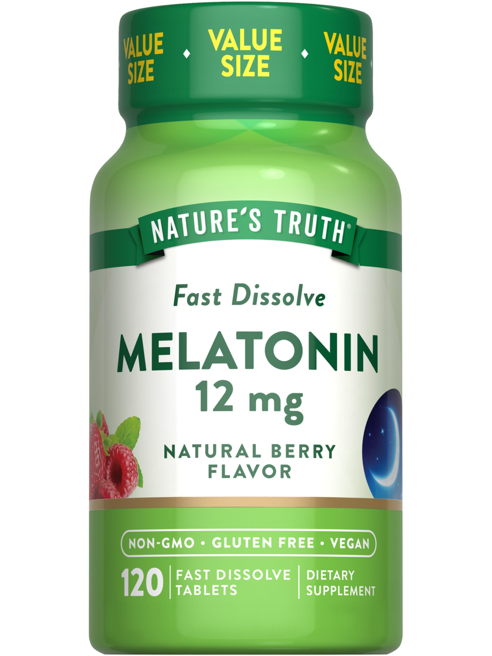 Nature's Truth envase frontal mostrando 12 mg y 120 tabletas, transmite confianza