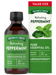 Nature's Truth botella frontal de aceite de menta mostrando el envase y frescura