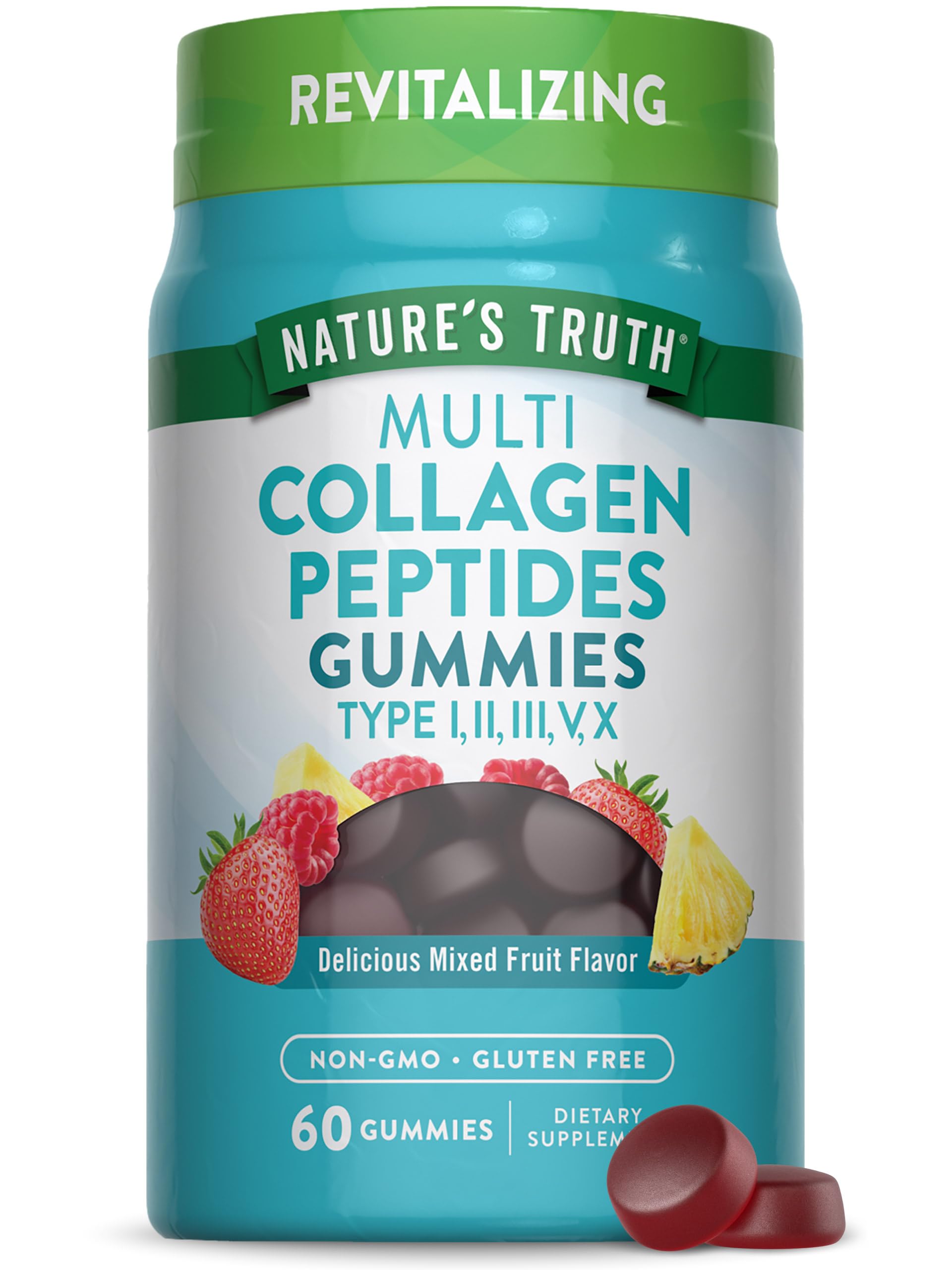 Nature's Truth frasco frontal mostrando la etiqueta y beneficio de conveniencia
