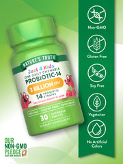 Nature's Truth Probiotics para Niños: etiqueta sin gluten para tranquilidad alimentaria.