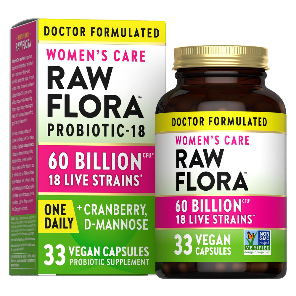 Nature's Truth Raw Flora envase frontal mostrando la etiqueta y beneficio diario