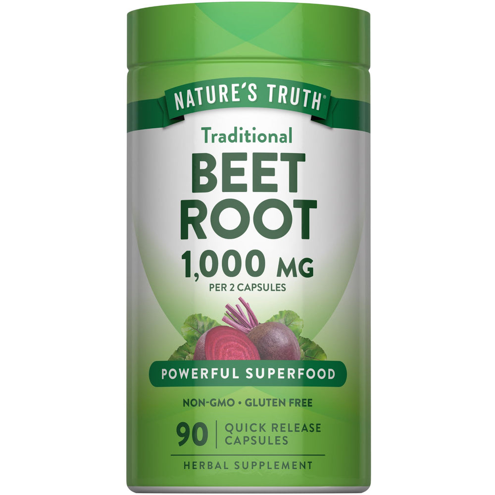 Nature's Truth envase frontal de Beet Root 90 cápsulas mostrando diseño y cantidad