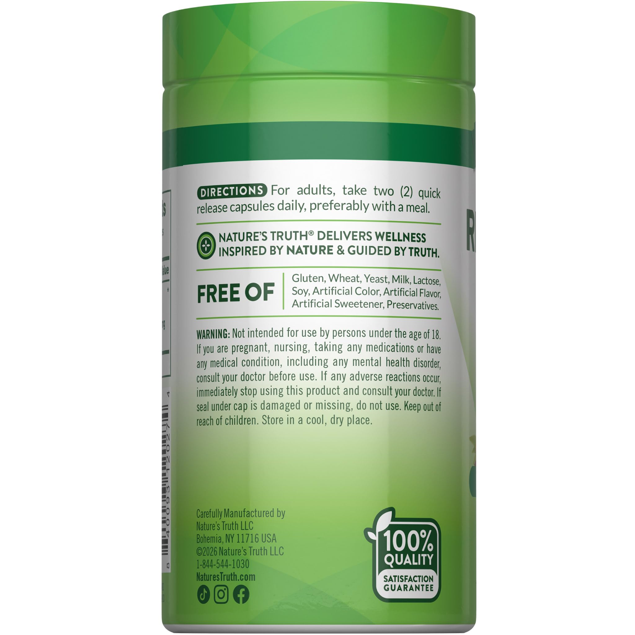 Nature's Truth frasco en ambiente natural que sugiere origen vegetal