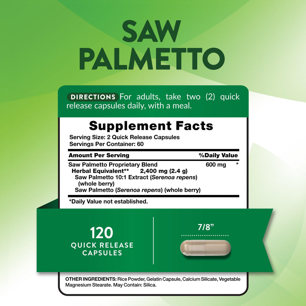 Nature's Truth primer plano de cápsula de Saw Palmetto enfatizando textura y pureza