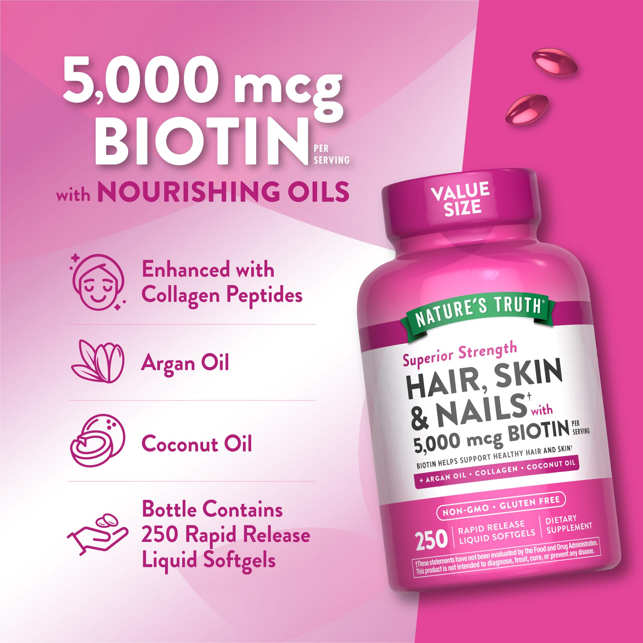 Nature's Truth comparación de tamaño del frasco para planificación mensual