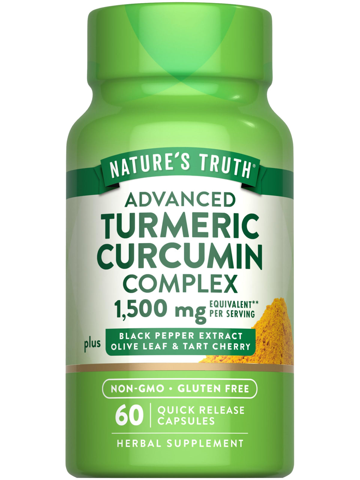 Nature's Truth frasco frontal mostrando la etiqueta y beneficio de pureza