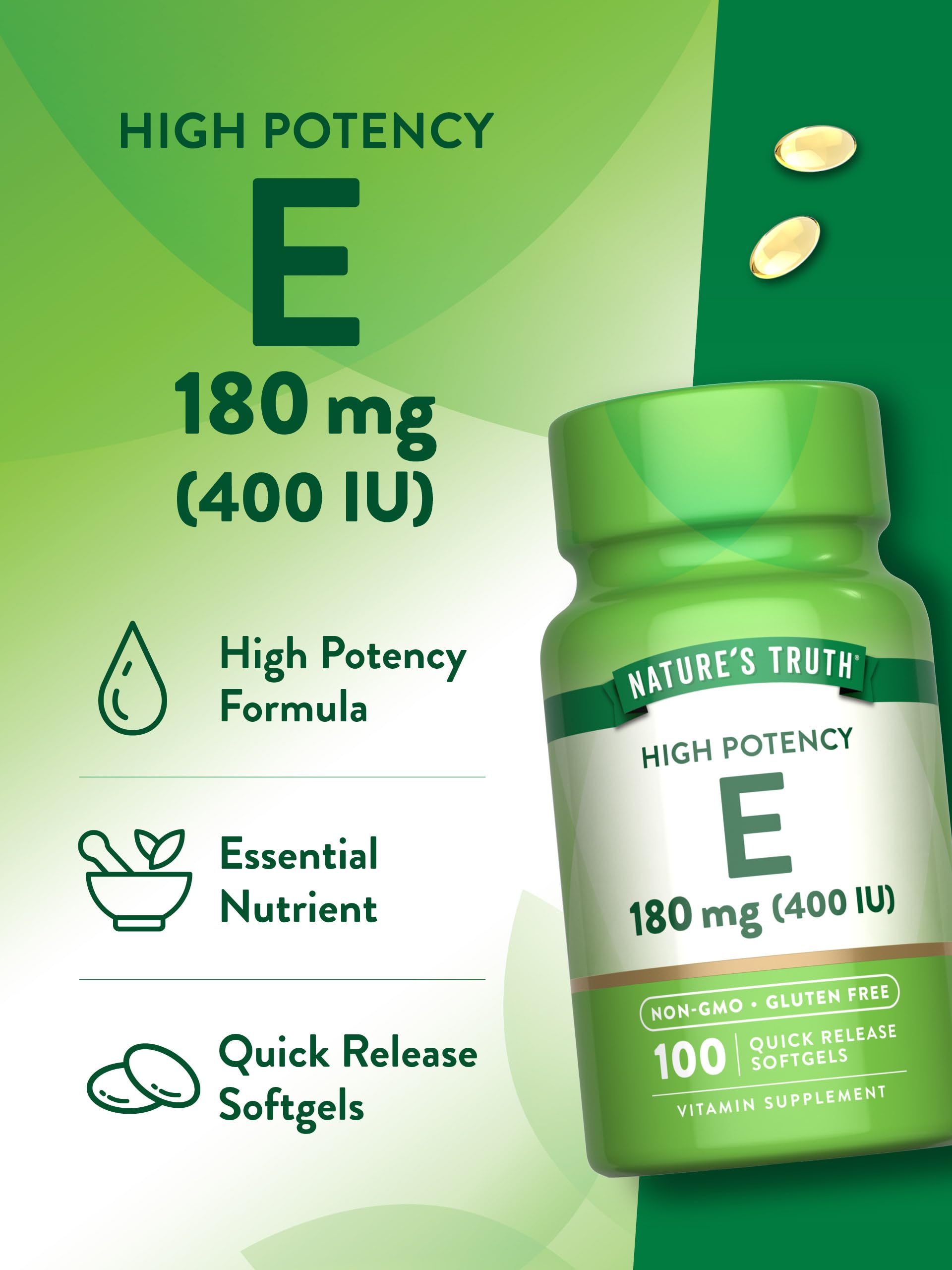 Nature's Truth etiqueta nutricional abierta mostrando 180 mg por porción