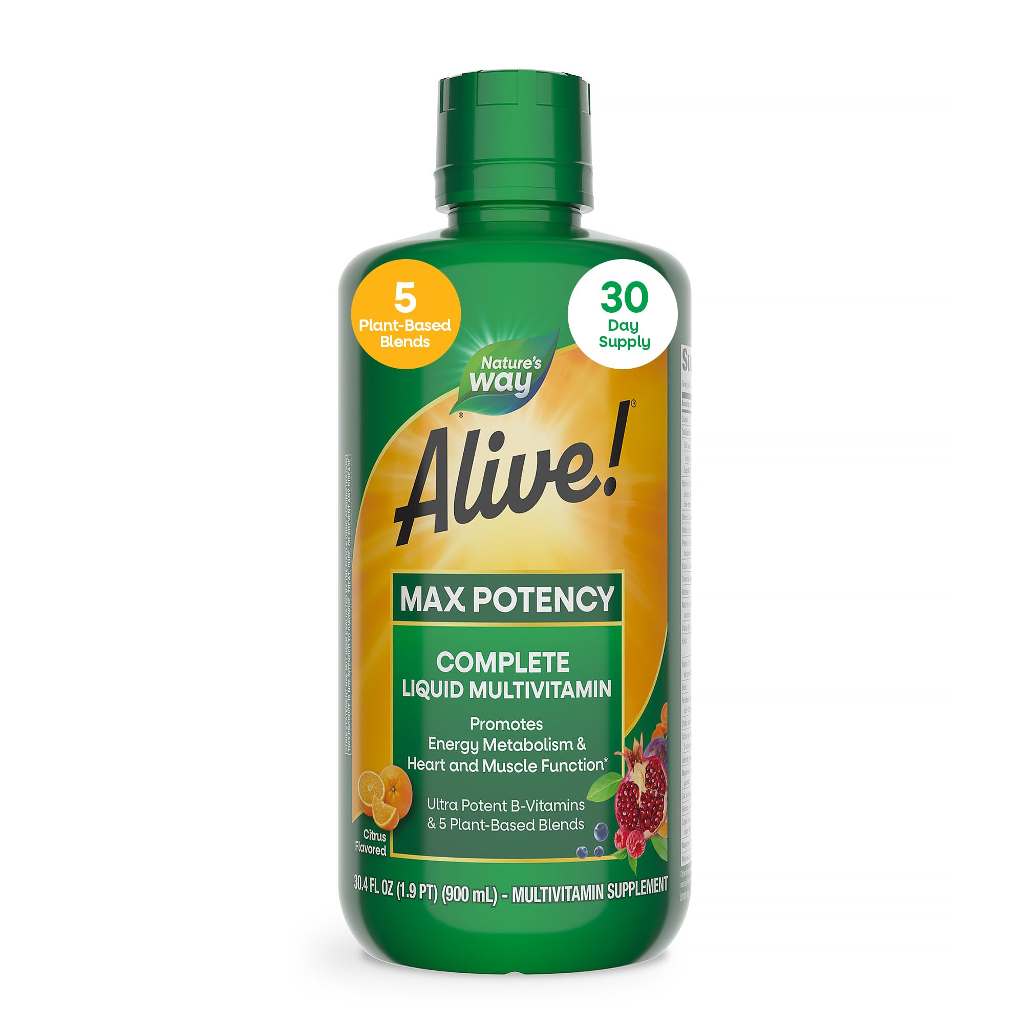 Nature's Way frente del envase mostrando el multivitamínico líquido y beneficio de conveniencia