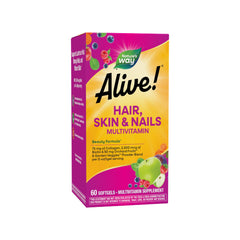 Nature's Way botella frontal que muestra multivitamínico para cabello y piel
