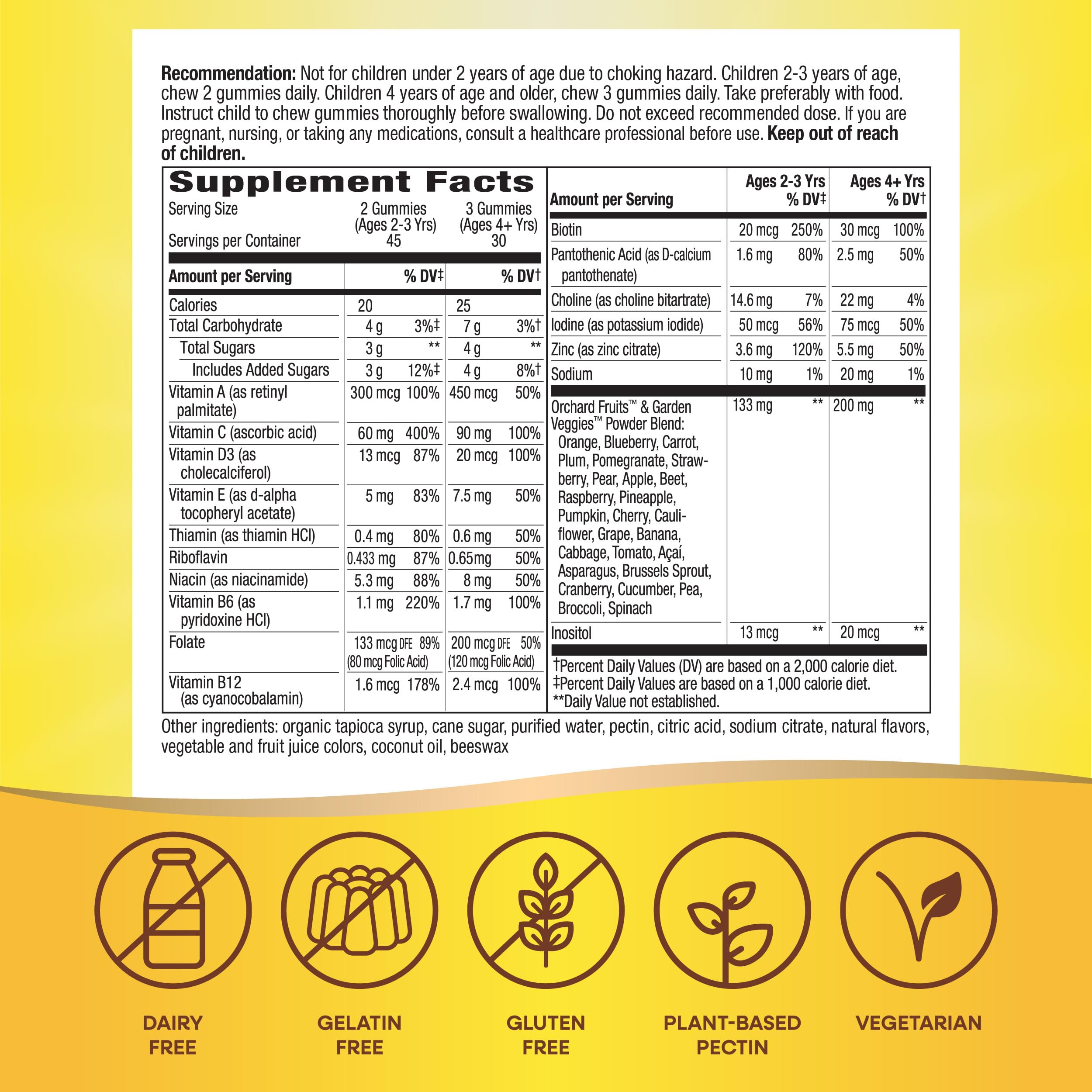 Nature's Way etiqueta nutricional y ingredientes para verificación rápida de nutrientes