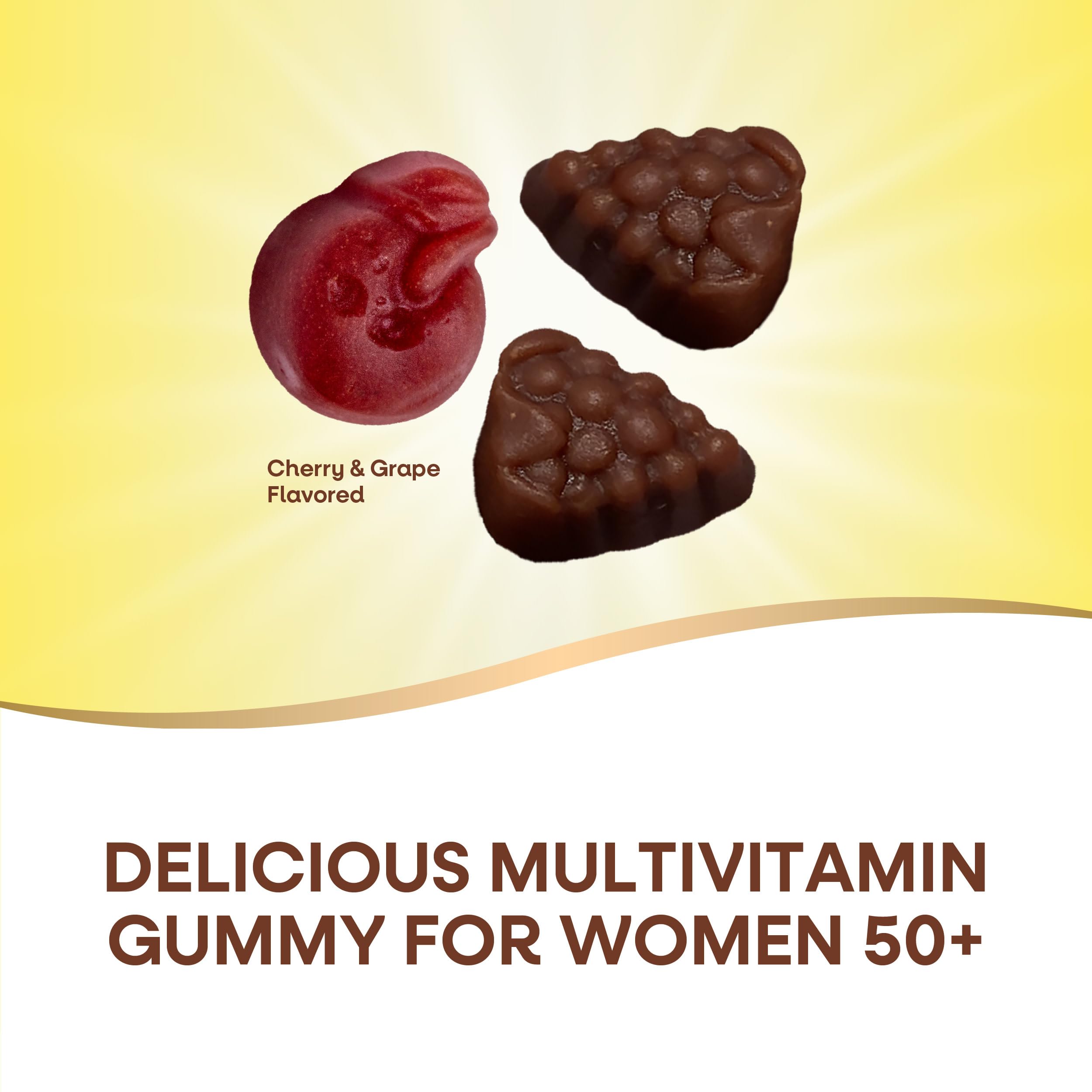 Nature's Way gomitas en mano para apreciar tamaño y dosis práctica