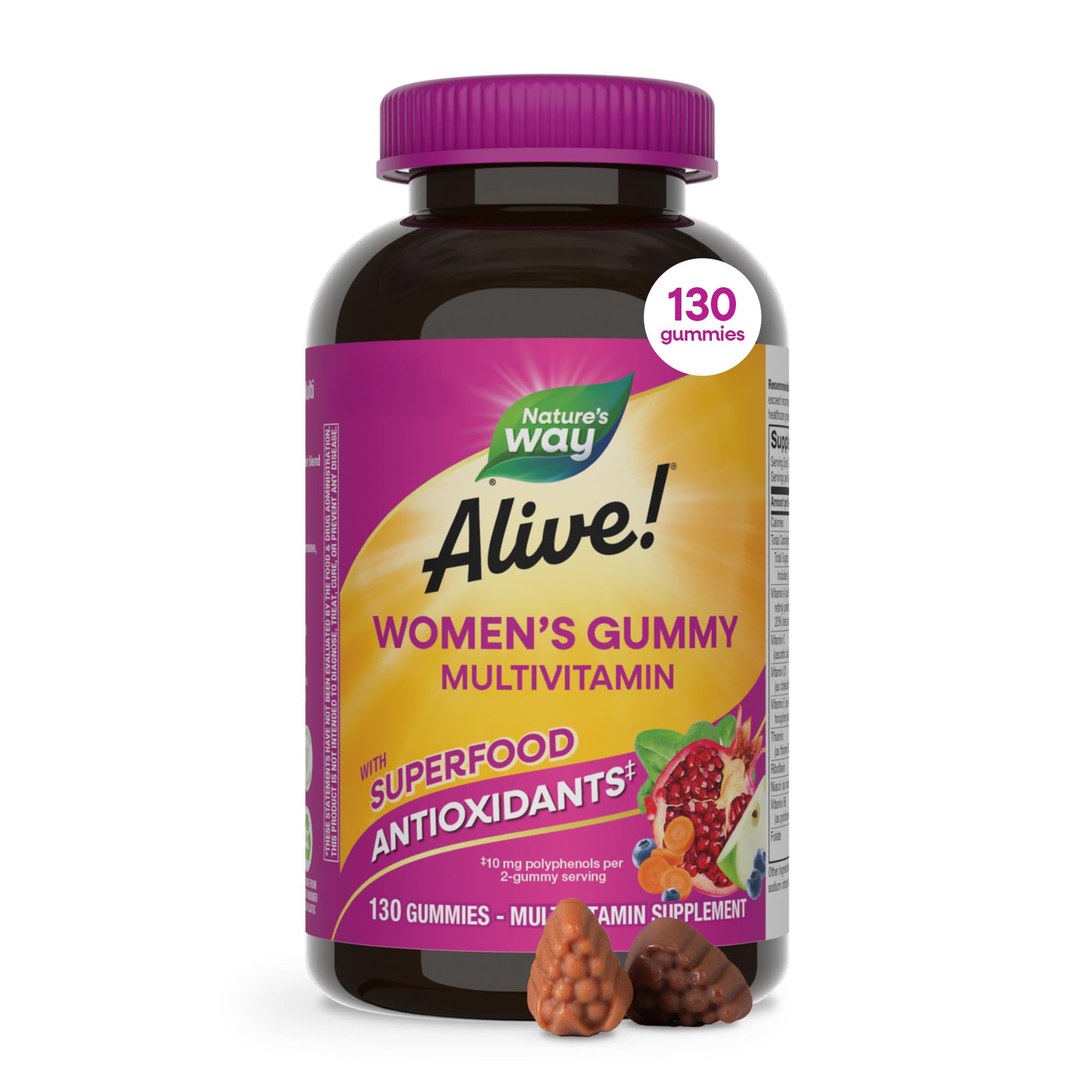 Nature's Way envase frontal con gomitas Alive! para mujer y beneficio práctico