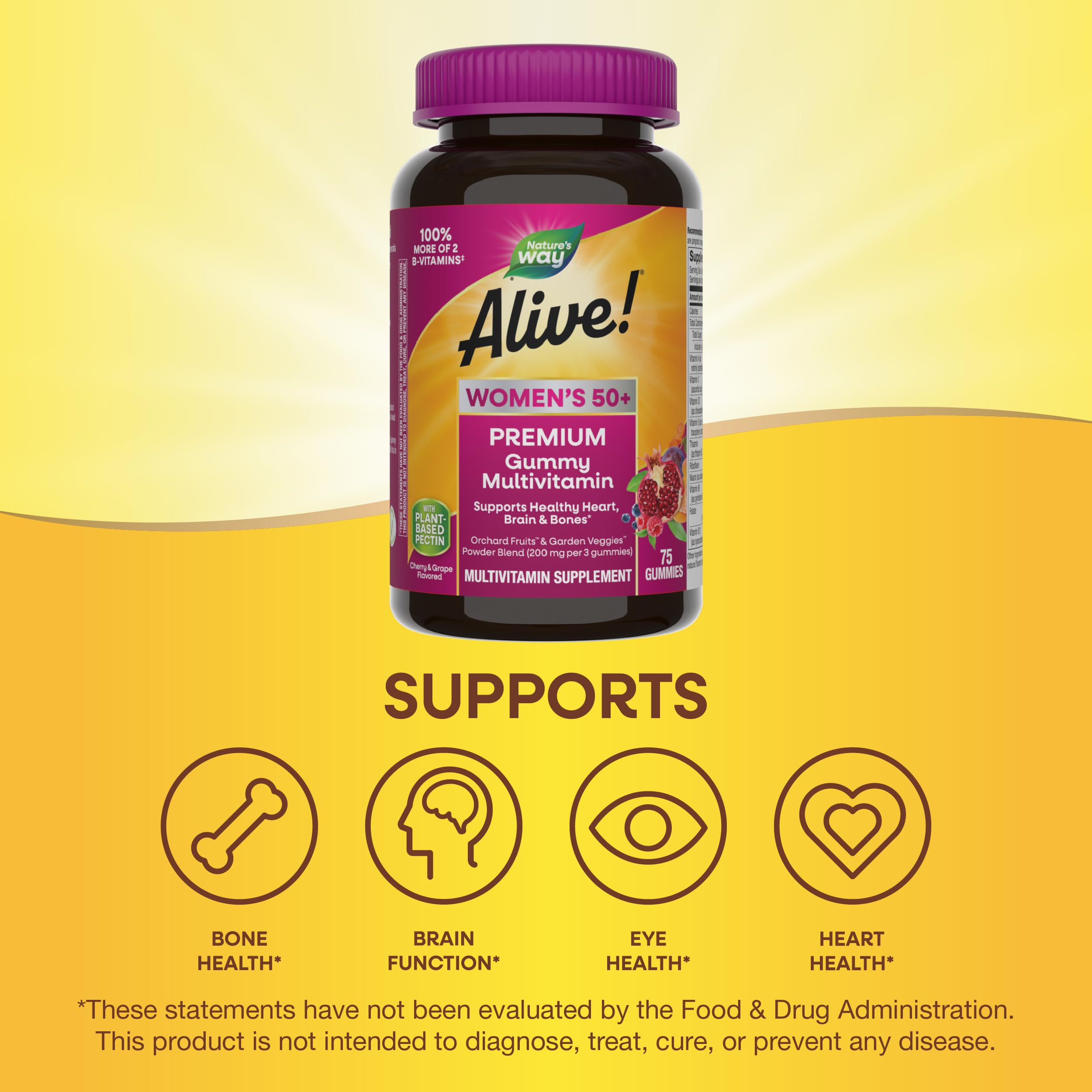 Nature's Way polvo de frutas y verduras resaltando blend nutritivo