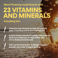 Nature's Way etiqueta nutricional mostrando vitaminas y minerales