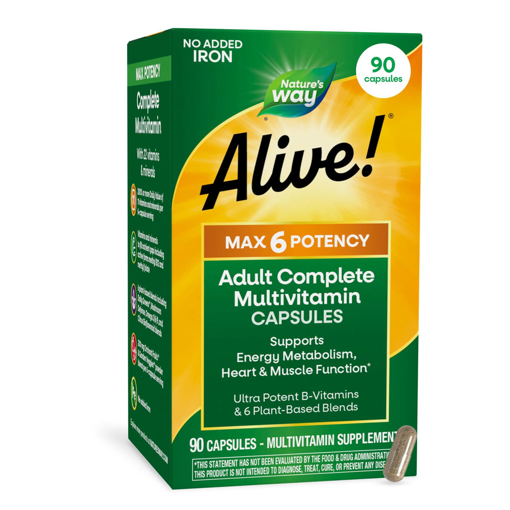Nature's Way empaque frontal mostrando 90 cápsulas y beneficios diarios