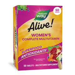Nature's Way embalaje frontal del multivitamínico para mujer mostrando beneficios