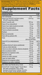 Nature's Way lista de nutrientes en etiqueta ampliada, información clara sobre composición