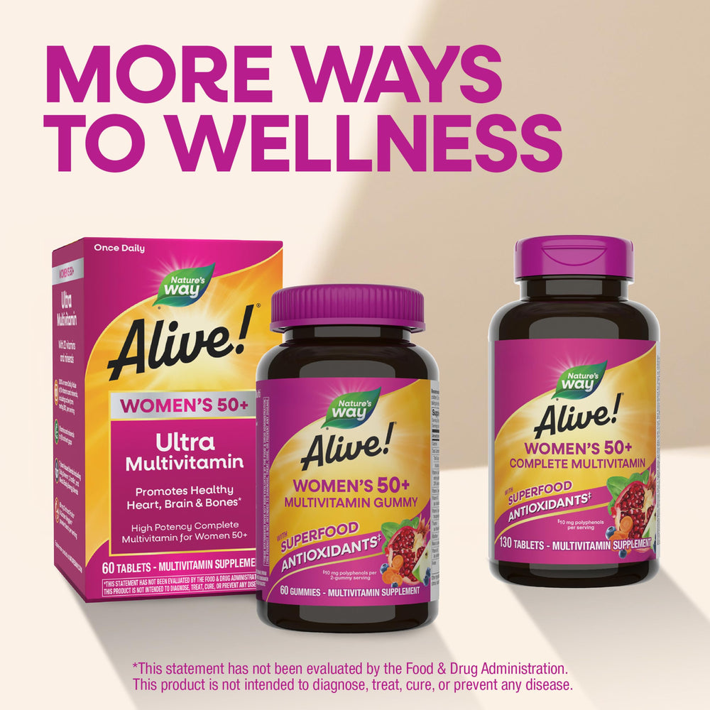 Nature's Way producto junto a alimentos saludables destacando uso con comidas
