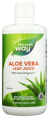 Nature's Way envase frontal de aloe vera sin sabor mostrando etiqueta certificada