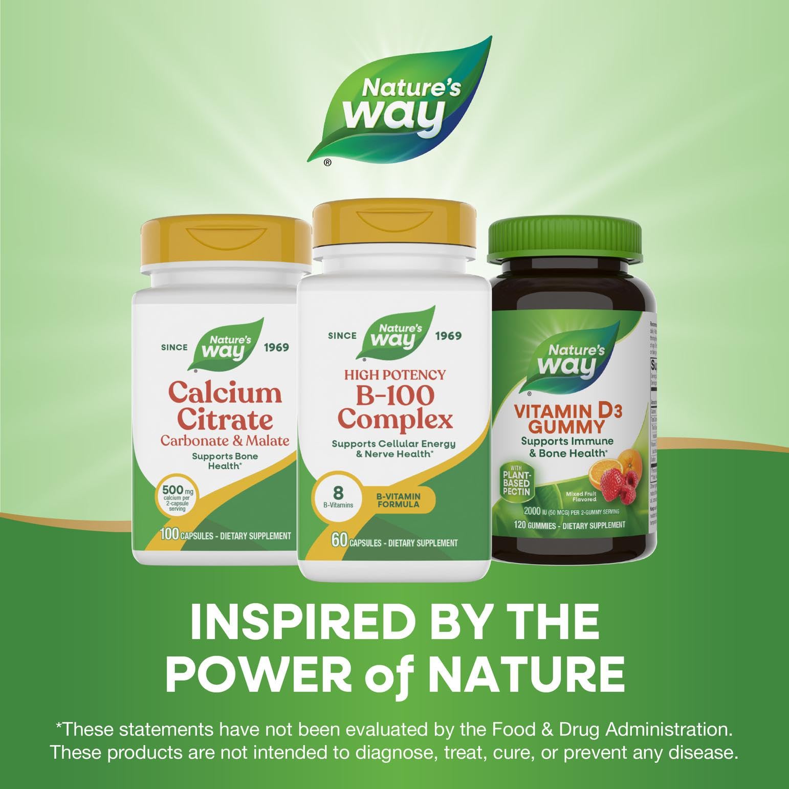 Nature's Way persona tomando cápsula con agua, apoyo al metabolismo diario