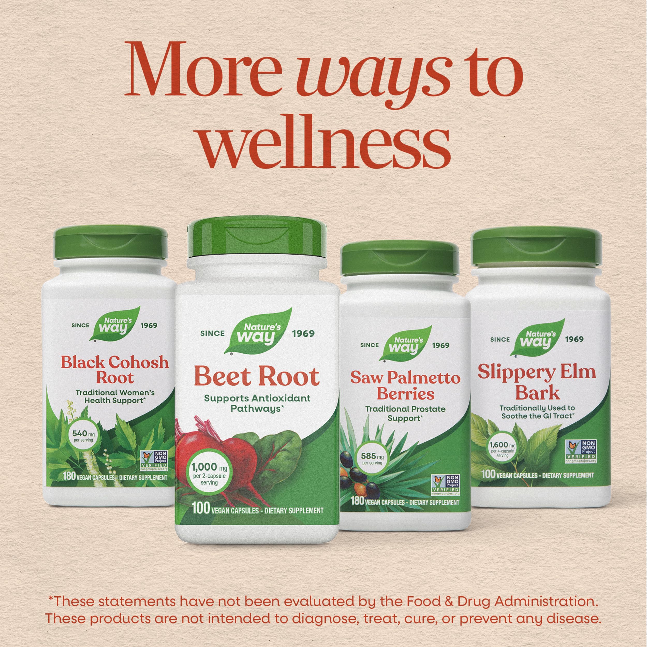 Nature's Way envase con 100 cápsulas distribuidas para visualización