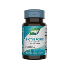 Nature's Way envase frontal mostrando 5.000 mcg y beneficio de soporte capilar