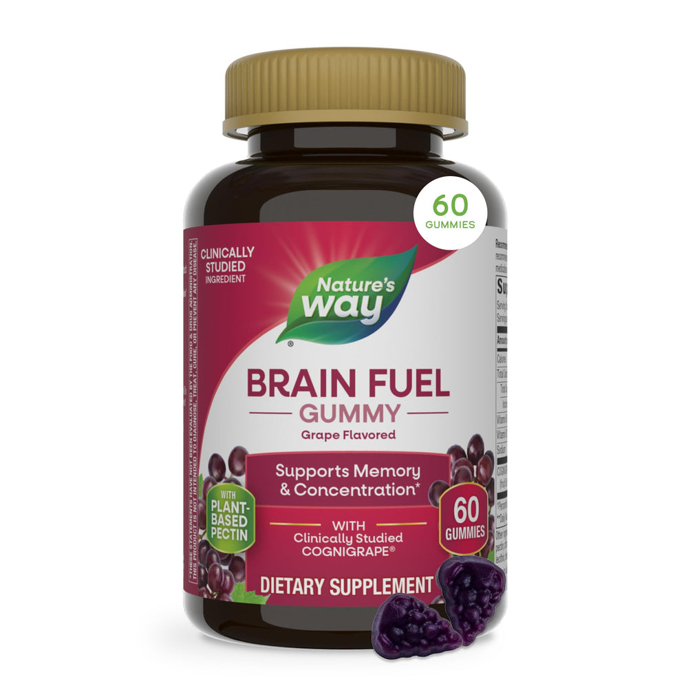 Nature's Way empaque frontal mostrando gomitas y beneficios