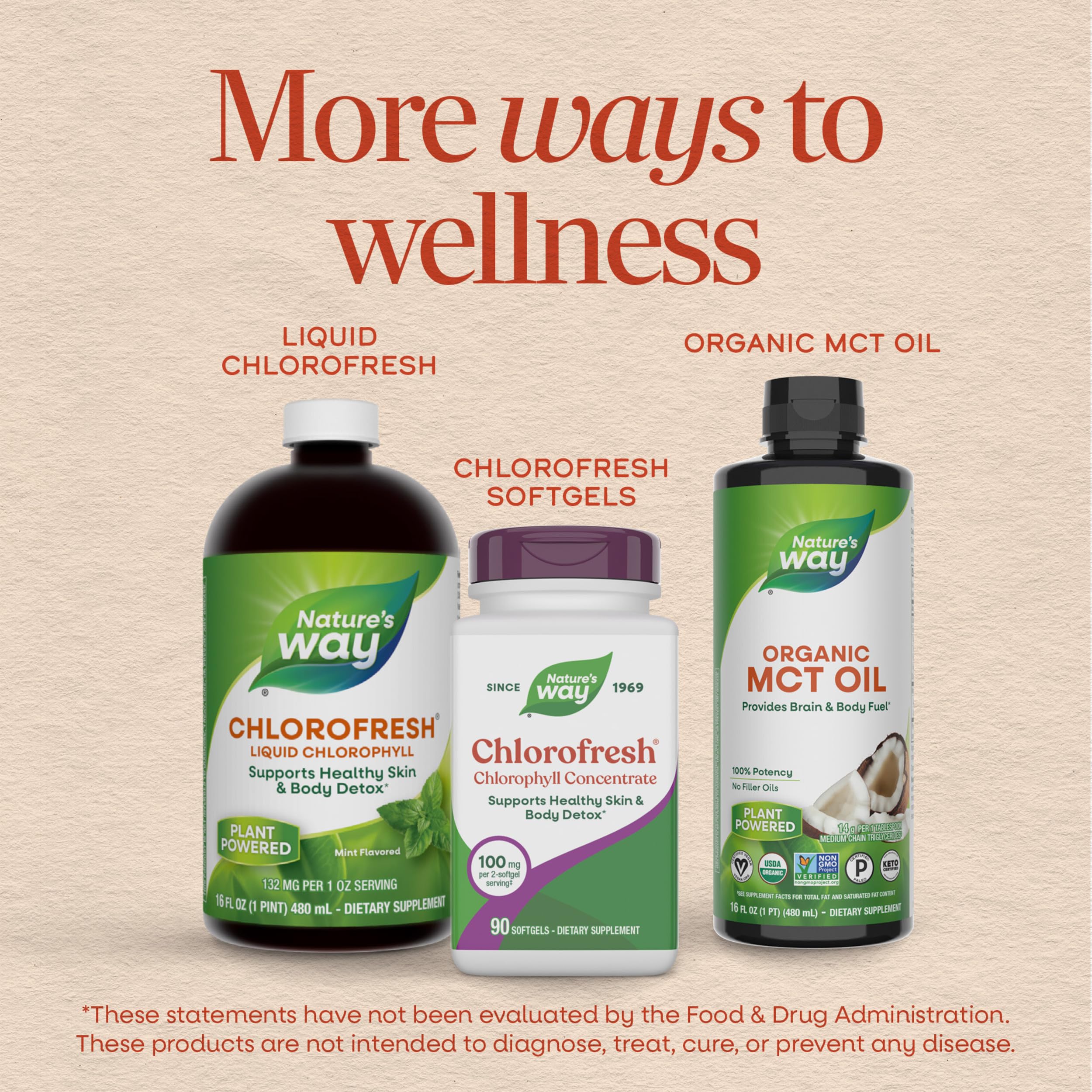 Nature's Way etiqueta con ingredientes y certificaciones visibles