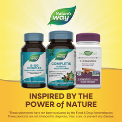 Nature's Way etiqueta nutricional mostrando vitaminas y minerales clave