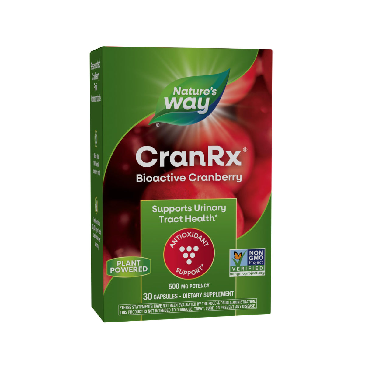 Nature's Way CranRx vista frontal del envase mostrando la marca y beneficio