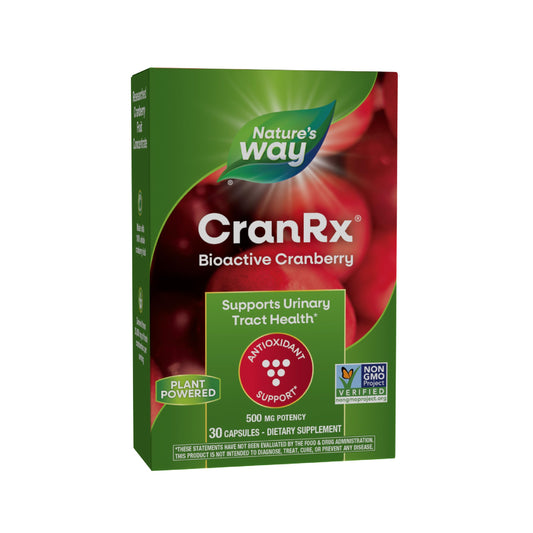 Nature's Way CranRx vista frontal del envase mostrando la marca y beneficio