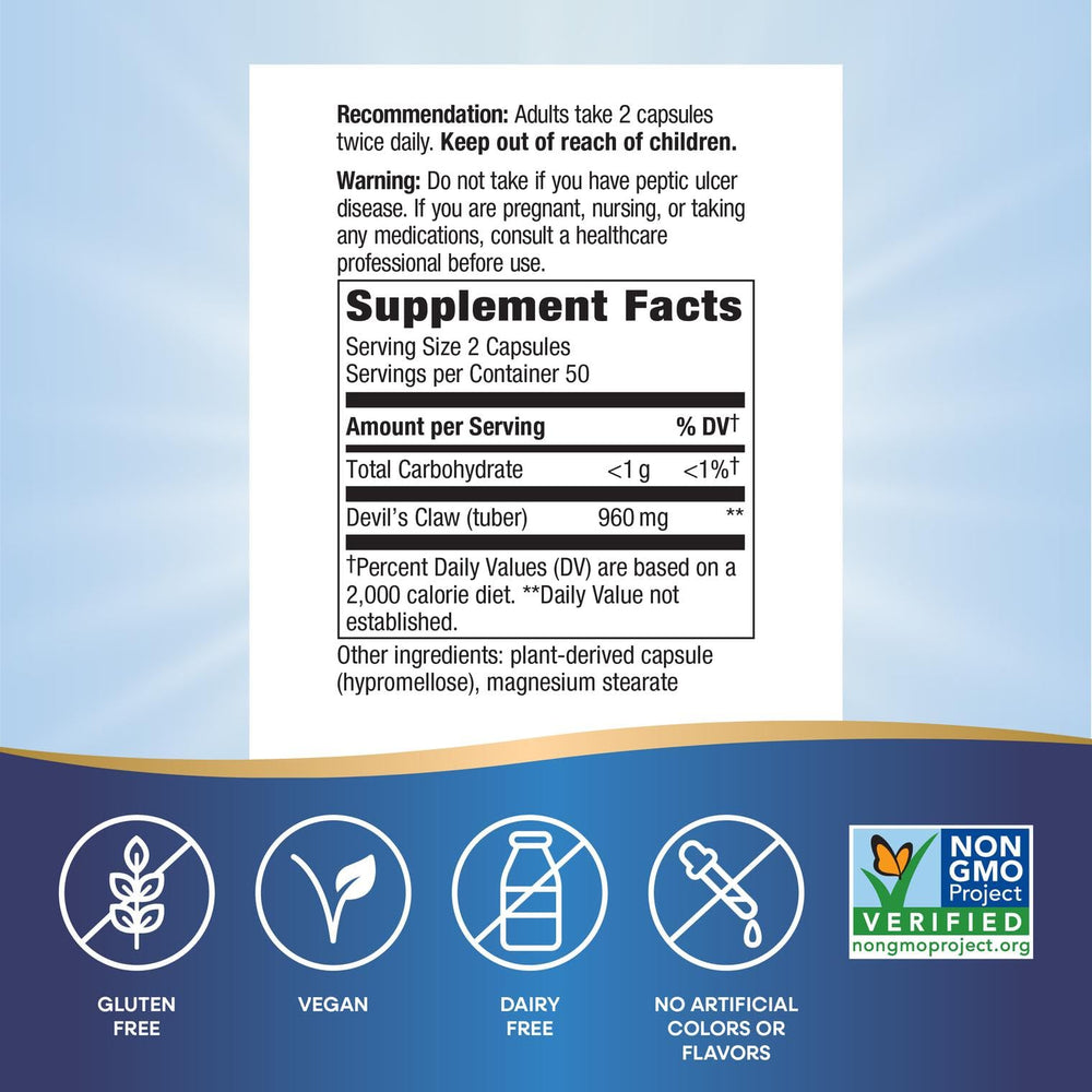 Nature's Way etiqueta nutricional y lista de ingredientes clara y verificable