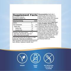 Nature's Way etiqueta de ingredientes legible que destaca psyllium y avena